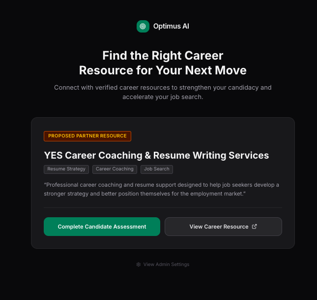 Career Coach Pipeline interface dashboard